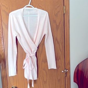 Pale pink light weight cardigan with waist tie